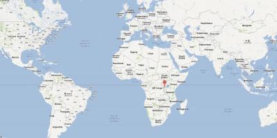 Kaart van Rwanda in die wêreld