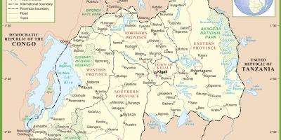 Kaart van Rwanda politieke